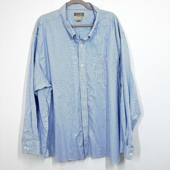 Duluth Trading Company 4XL Blue White Checkered Casual Button Down Shirt Office - Picture 1 of 6